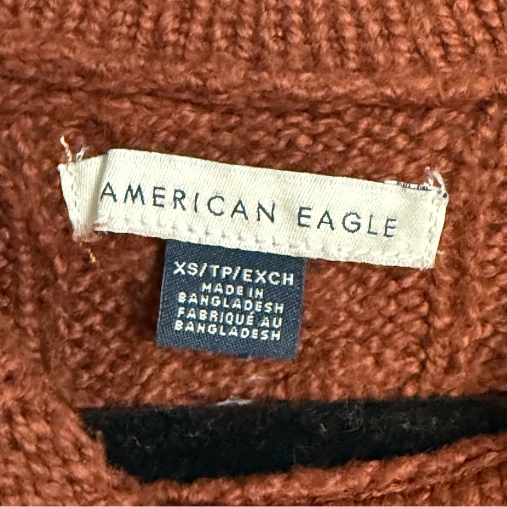 American Eagle Outfitters Rust Brown Cable Knit Sweater XS - Picture 3 of 5